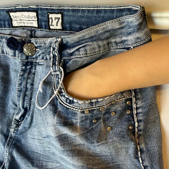 Sexy Couture Women Jeans size 17 Blue Mid Rise Straight Leg Slightly Flared - Picture 13 of 13